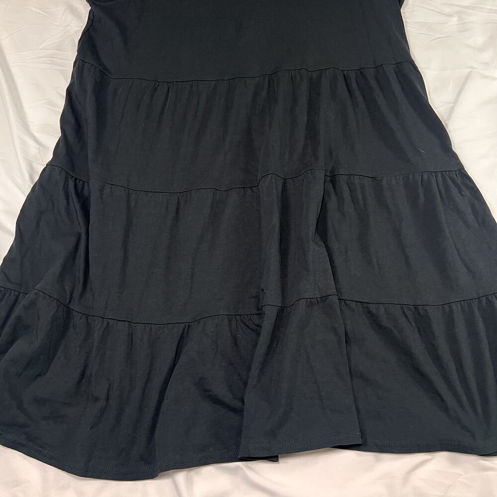 J. Crew Mini Dress Size XL Black Knit Broken-In Jersey Tiered Cotton Casual NWT - Picture 10 of 12
